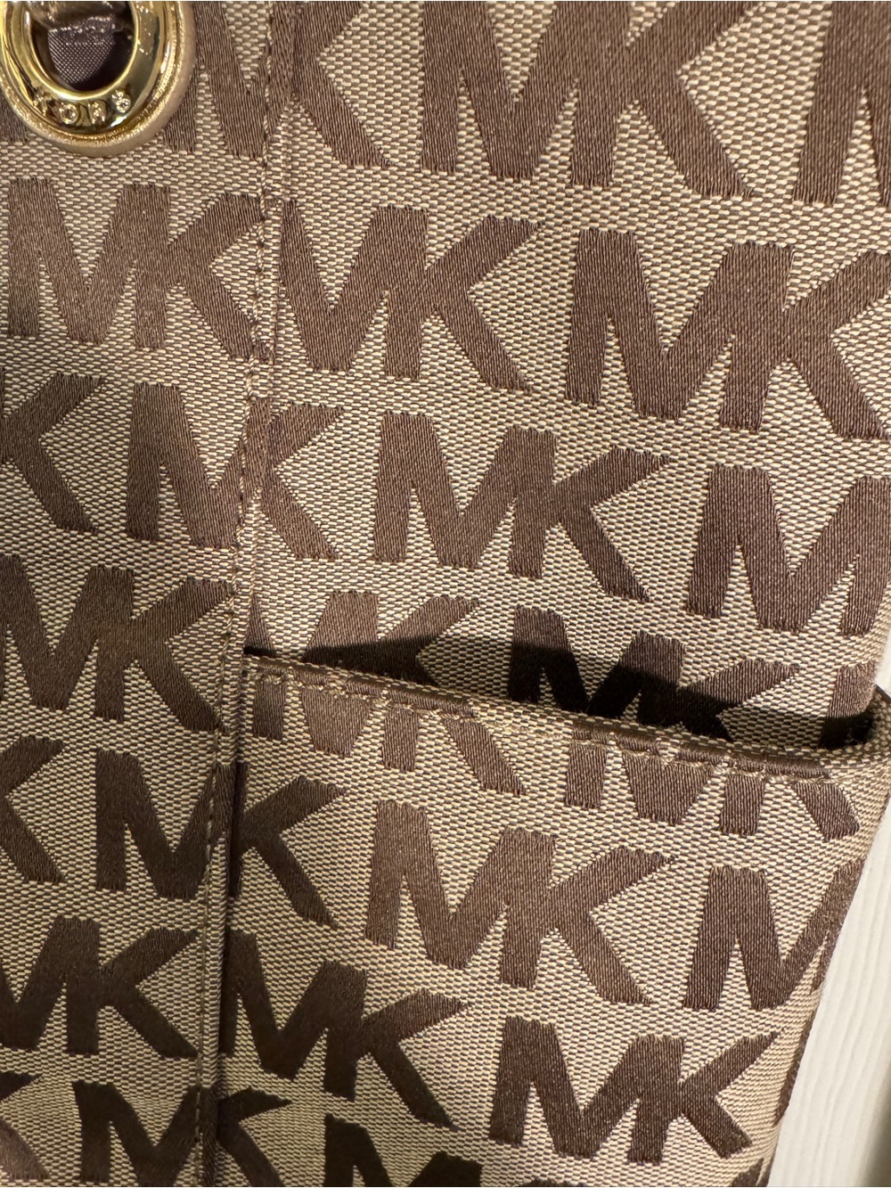 A Michael Kors Brown MK Logo Tote with Gold Hardware - Picture 5 of 11